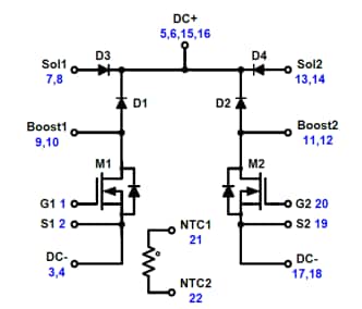Schéma - onsemi Module MOSFET SiC complet NXH40B120MNQ0